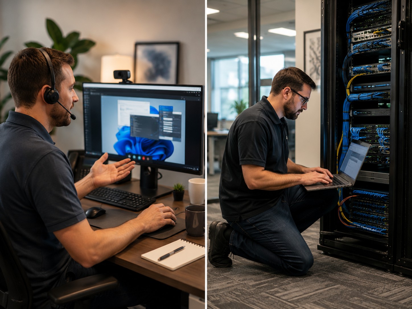 Remote and on-site IT support technicians